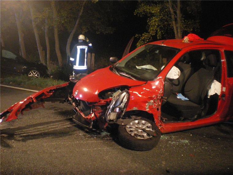 Totalschaden: Die 52-jährige Fahrerin dieses Autos musste von der Feuerwehr befreit werden.