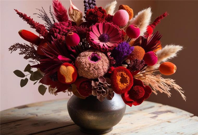 Die Blumenstrauß-Trends zum Valentinstag 2025 Ein bunter Strauß aus Trockenblumen zum Valentinstag.