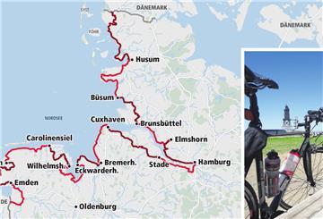 Karte Nordseeküsten-Radweg