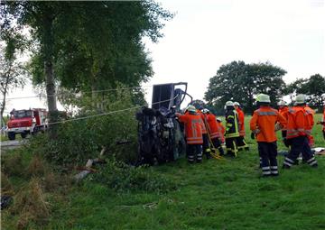 Unfall auf der K 40: Das Auto kollidierte mit einem Stromkasten und einem Baum.