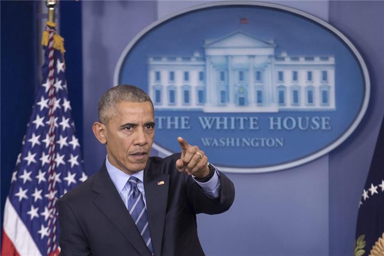 US-Präsident Barack Obama während seiner Pressekonferenz zum Jahresende im Weißen Haus in Washington. Dabei kritisierte er, Russland sei verantwortlich für Cyberattacken im US-Wahlkampf.