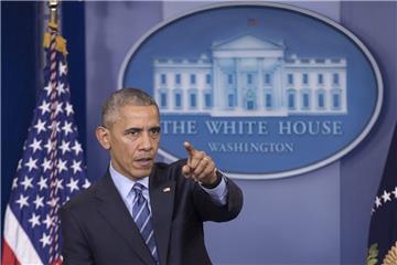US-Präsident Barack Obama während seiner Pressekonferenz zum Jahresende im Weißen Haus in Washington. Dabei kritisierte er, Russland sei verantwortlich für Cyberattacken im US-Wahlkampf.