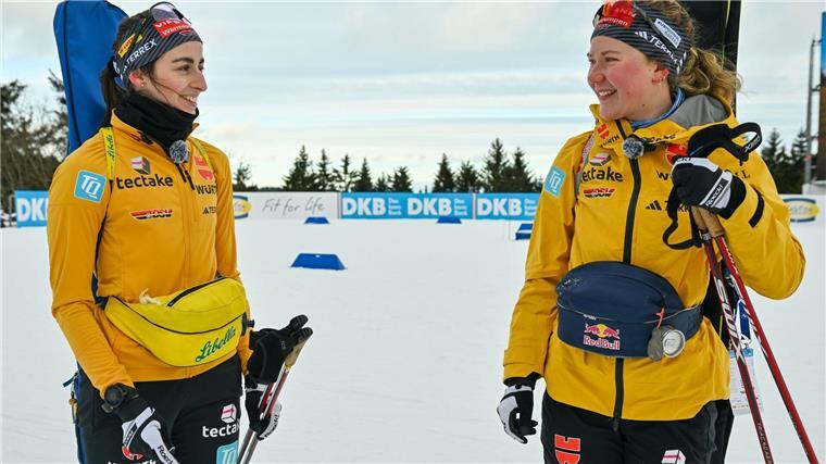 Wenn der Boden bebt: Grotians Rückkehr nach Oberhof Vanessa Voigt (l) und Selina Grotian: Die Freundinnen freuen sich auf das erste Heimrennen in Oberhof.