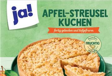 Rückruf ja! Apfel-Streuselkuchen, 1250g, mit dem Mindesthaltbarkeitsdatum 05/2026 und Charge 5036 