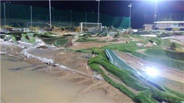 Verwüstung ohne Grenzen: Die Sportanlage des Vereins C. D. Cardassar nach dem schweren Unwetter im Oktober 2018 auf Mallorca.