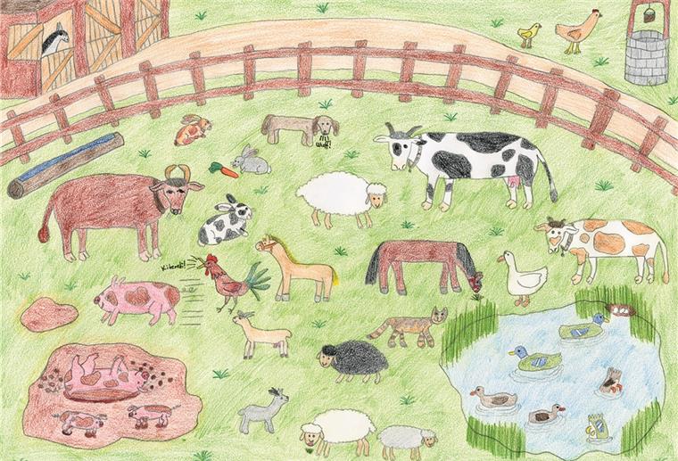 Ein Kinderbild von einem Bauernhof