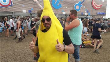 Warum als Banane? Das weiß Rouven aus Bremerhaven auch nicht so genau. "Einfach nur so", sagt er beim Deichbrand. Foto: Gassner