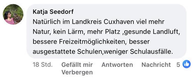Warum bevorzugen 70 Prozent der befragten Nord24-Nutzer das Leben im Landkreis Cuxhaven?