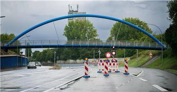 Blick auf den gesperrten Hafentunnel