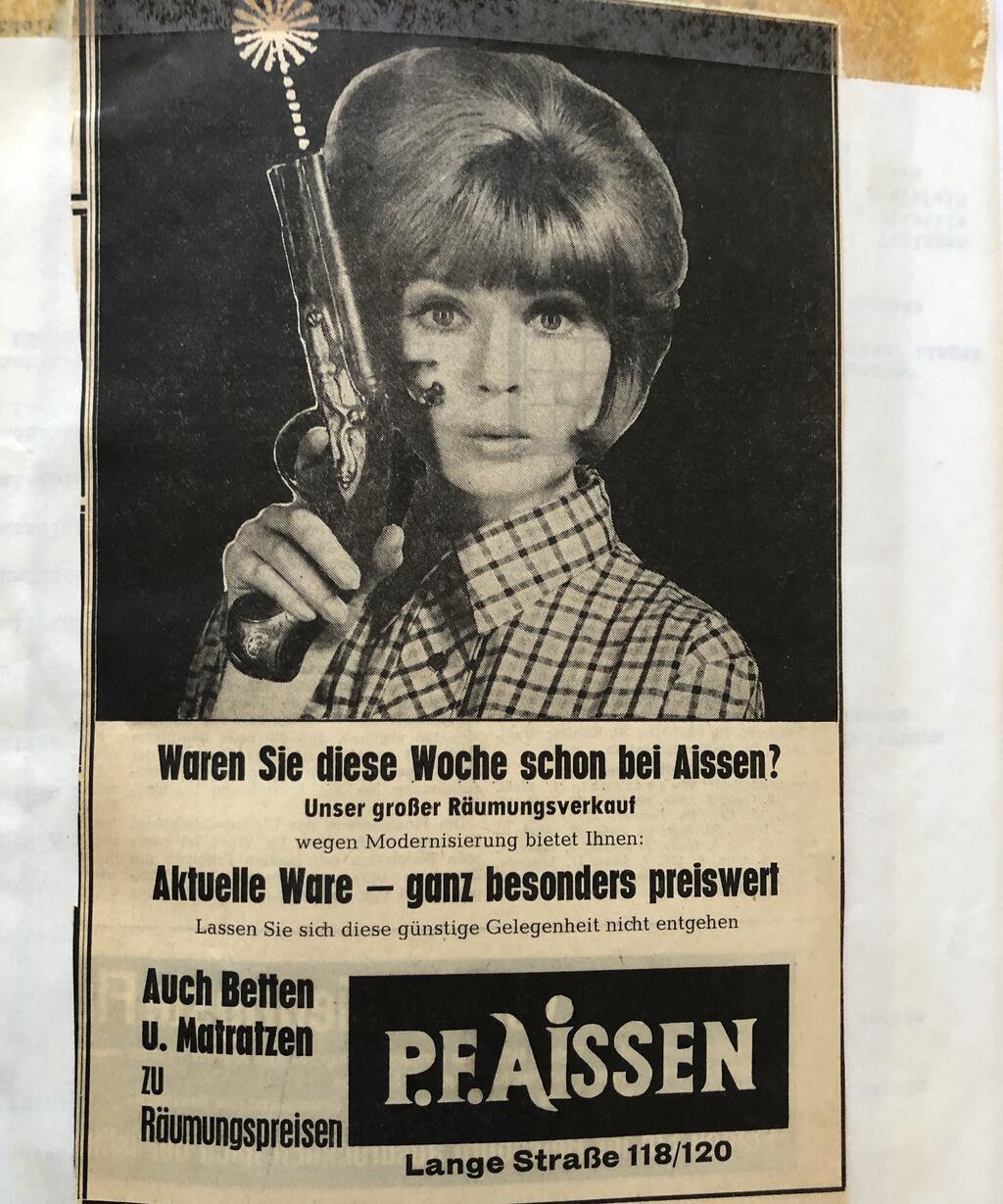 Werbung für Betten-Aissen im Jahr 1967.