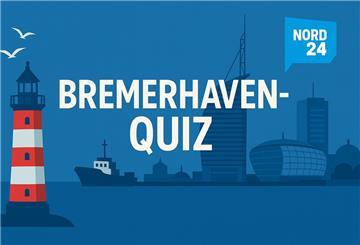 Eine Grafik, auf der ein Leuchtturm, ein Hochhaus, ein Schiff, das Klimahaus in Bremerhaven und das Hotel Sail City zu sehen sind.