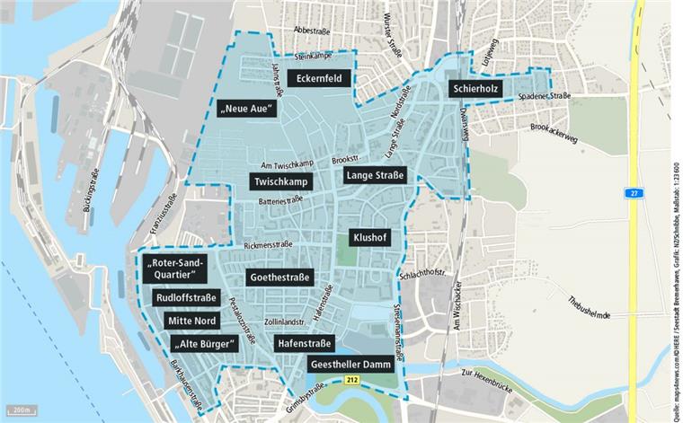 Wie soll dieses Gebiet von Bremerhaven 2040 aussehen? Welche Ideen haben Anwohner? Die Stadt lädt zum Austausch ein.