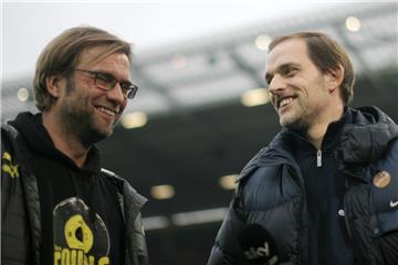 Wiedersehen in der Europa League: Jürgen Klopp und sein Nachfolger beim BVB, Thomas Tuichel. Foto von Erichsen/dpa