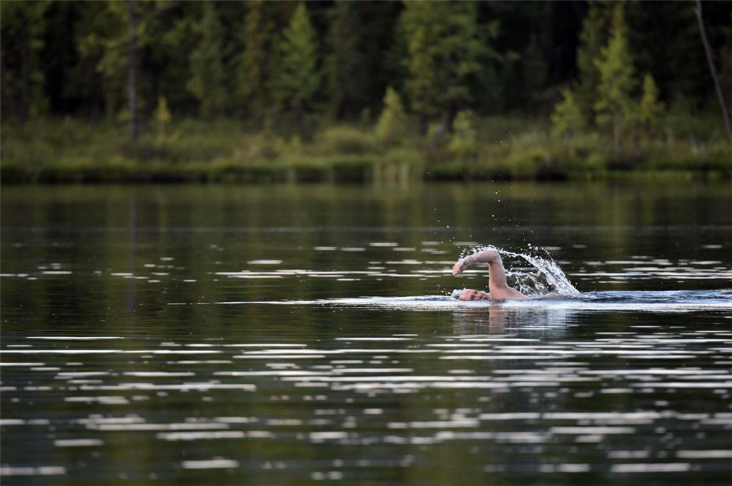 Wladimir Putin beim Schwimmen. 