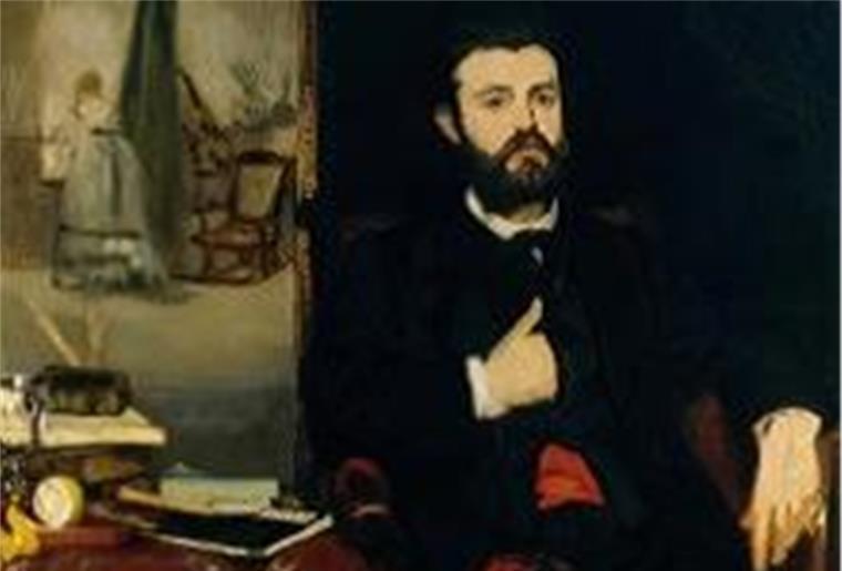 Zacharie Astruc sitzt Manet nicht in seinem eigenen Arbeitszimmer Modell, sondern im Atelier des Malers. Die Widmung „Dem Dichter Z. Astruc/ sein Freund Manet 1866“ deutet an, dass das Bild kein Auftragswerk war, sondern ein Freundschaftsgeschenk.