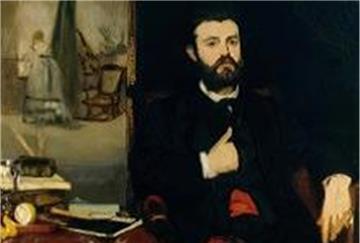 Zacharie Astruc sitzt Manet nicht in seinem eigenen Arbeitszimmer Modell, sondern im Atelier des Malers. Die Widmung „Dem Dichter Z. Astruc/ sein Freund Manet 1866“ deutet an, dass das Bild kein Auftragswerk war, sondern ein Freundschaftsgeschenk.