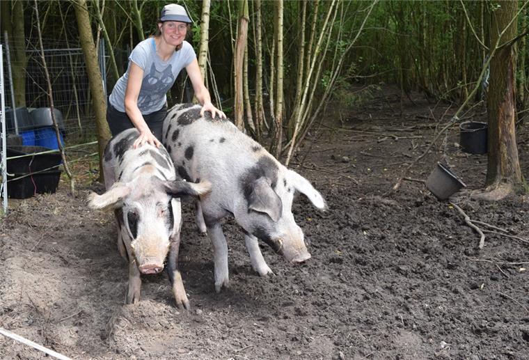Bexhövede: Hof zeigt Tiere als fühlende Wesen Zwuckel (links) und Arya sollten eigentlich zu Bio-Fleisch verarbeitet werden. Doch Tierschützerin Elke Gillich rettete die Tiere. Nun leben sie bereits seit sechs Jahren unter der Obhut der Mitglieder des Vereins Anima Libera.